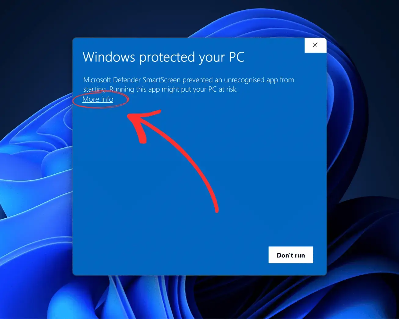 Windows SmartScreen - Click More info