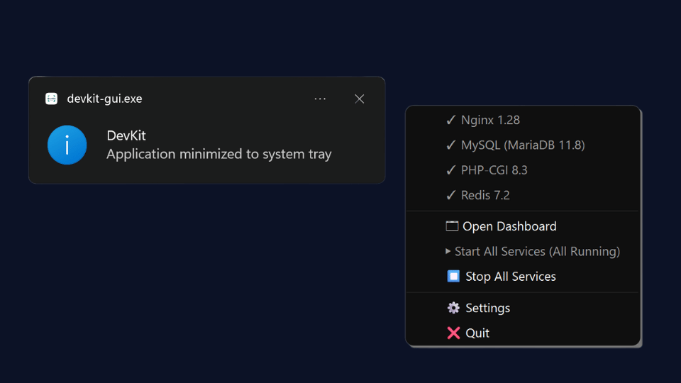 DevKit System Tray - Windows